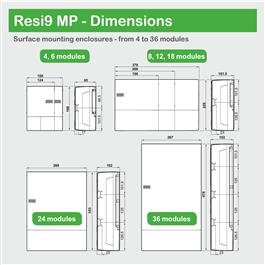 MIP12108T Tablero Resi9 MP Empotrado 1 Fila 8 Módulos IP40 Puerta Translucida 1 Tierra + 1 Neutro tensión nominal 400V 10kA Schneider Electric